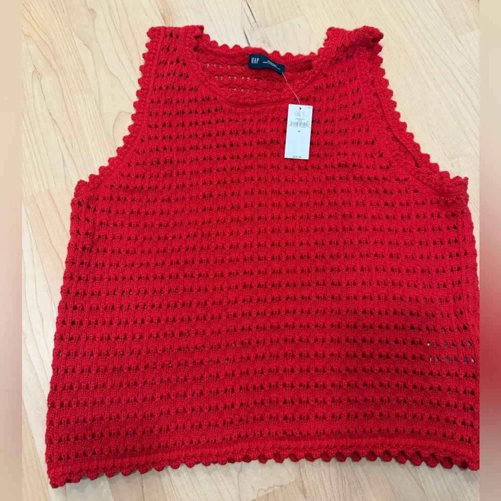 GAP Red Open-Knit Sweater